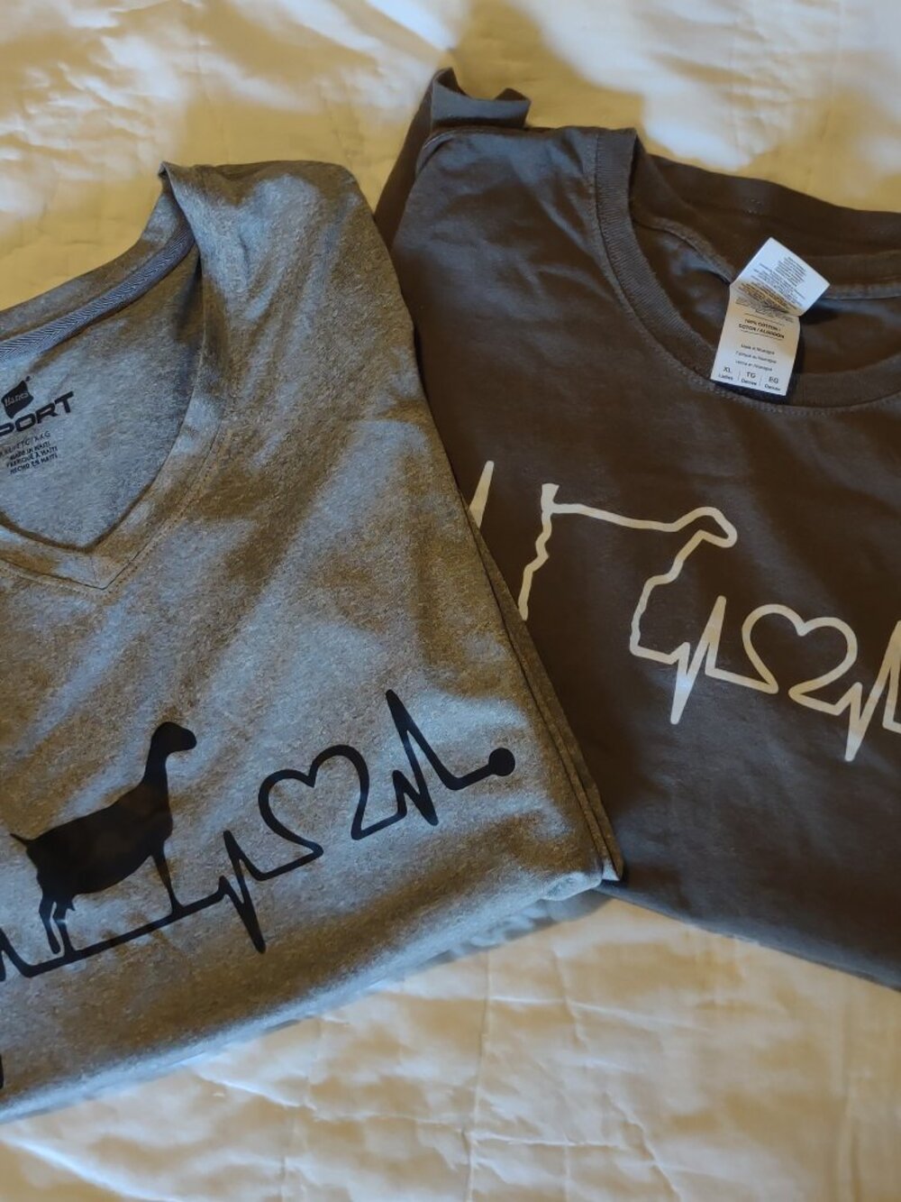 Lot 2 Tshirts Heartbeat LaMancha Goat Dairy Show Grey XL One EUC & One NWT